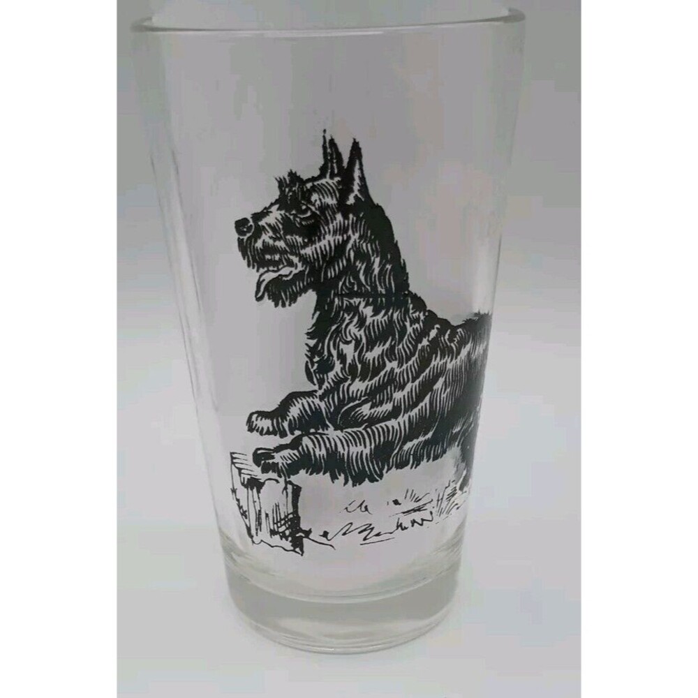 1960's Vintage Scottish Terrier 5" Tall Drinking Glass Highball Bar